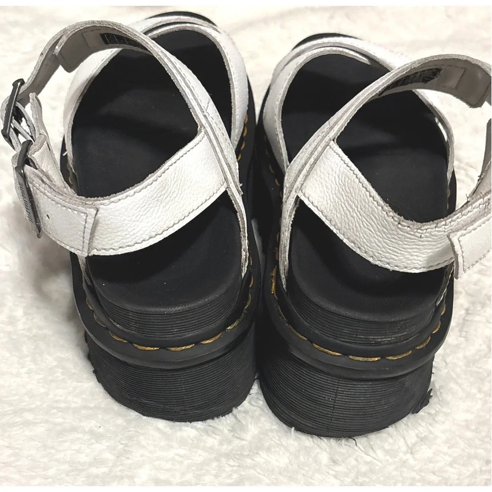 Dr. Martens Voss II Quad White Leather Platform Sandals Womens Size 8 Grunge